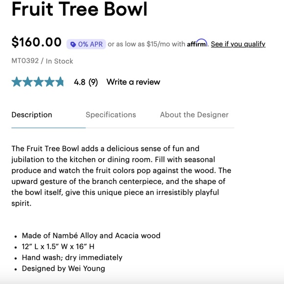 Nambé Fruit Tree Bowl - Picture 5 of 9